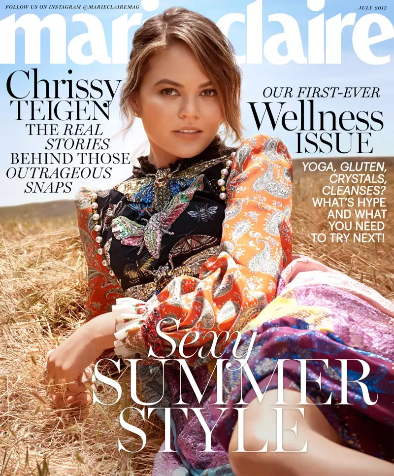 UChrissy Teigen ku-Marie Claire July 2017 Cover