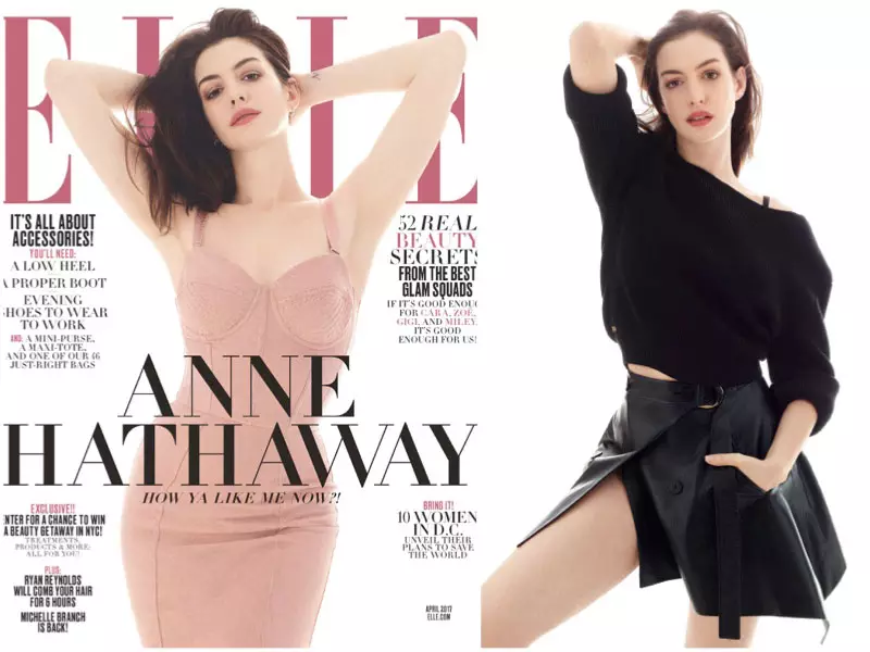 Anne Hathaway ELLE ميگزين اپريل 2017 ڪور فوٽو شوٽ