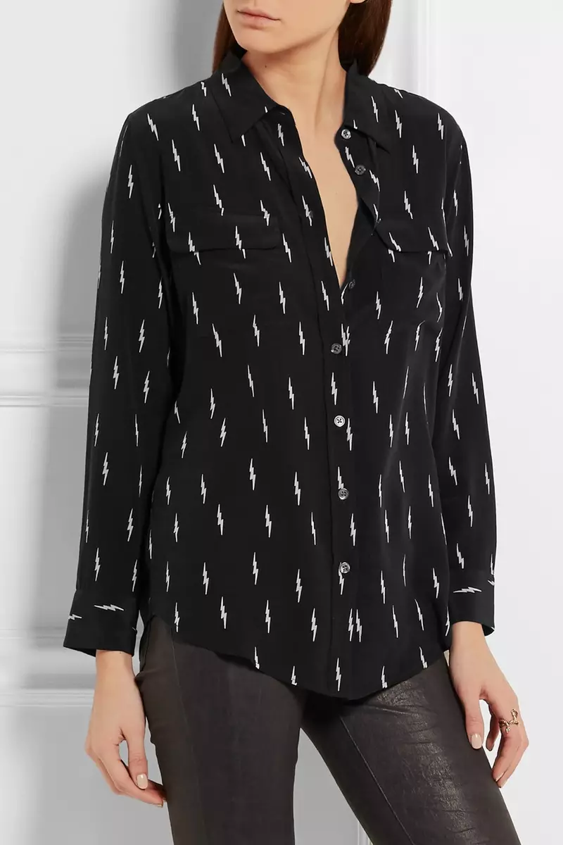 Kate Moss x Equipment Slim Signature Printed Washed Silk Shirt