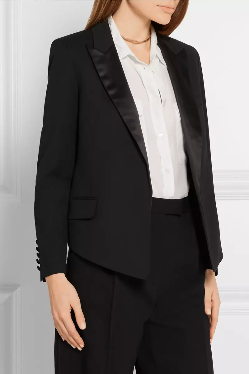 Blazer in twill di lana con rifiniture in raso di Kate Moss x Equipment Wynne