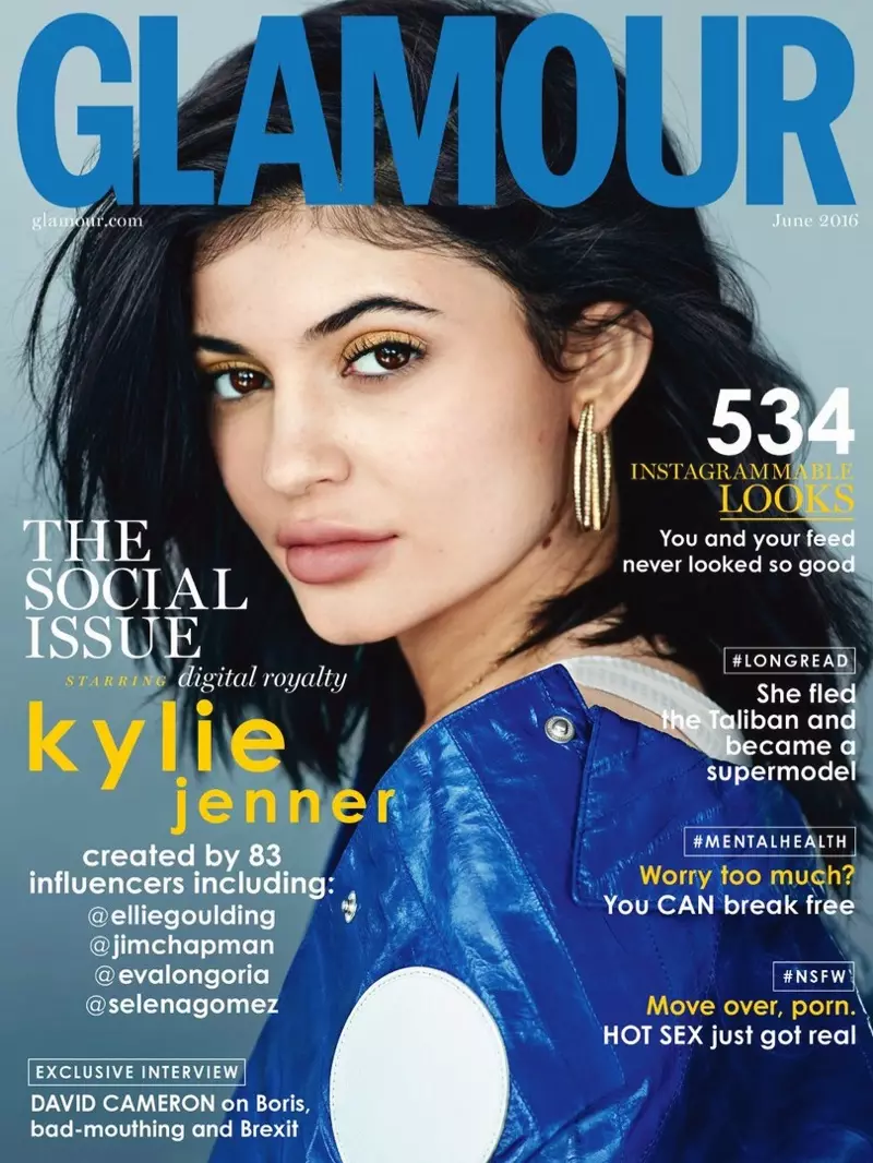 Glamour UK ජූනි 2016 කවරයේ Kylie Jenner