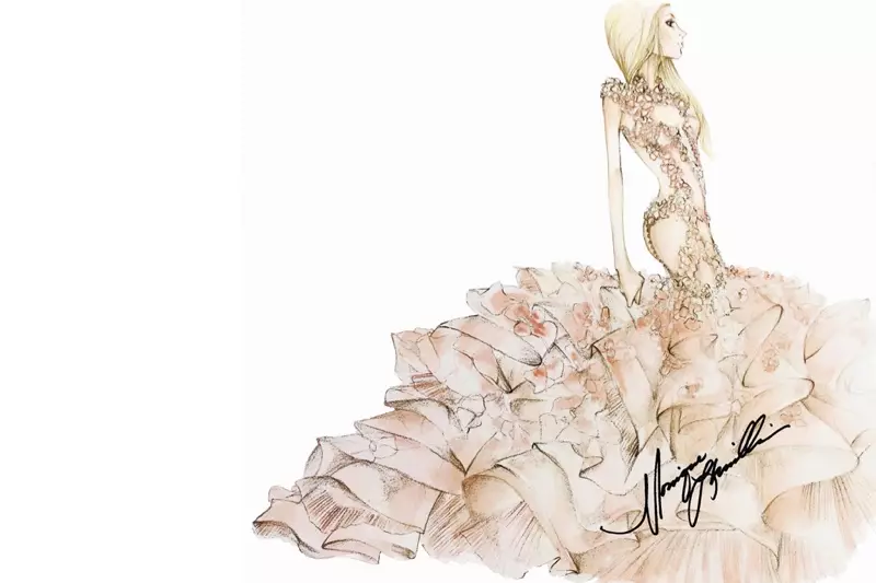 Karl Lagerfeld, Alexander Wang, Desainer Liyane Sketsa Gagasan Gaun Pengantin Lady Gaga