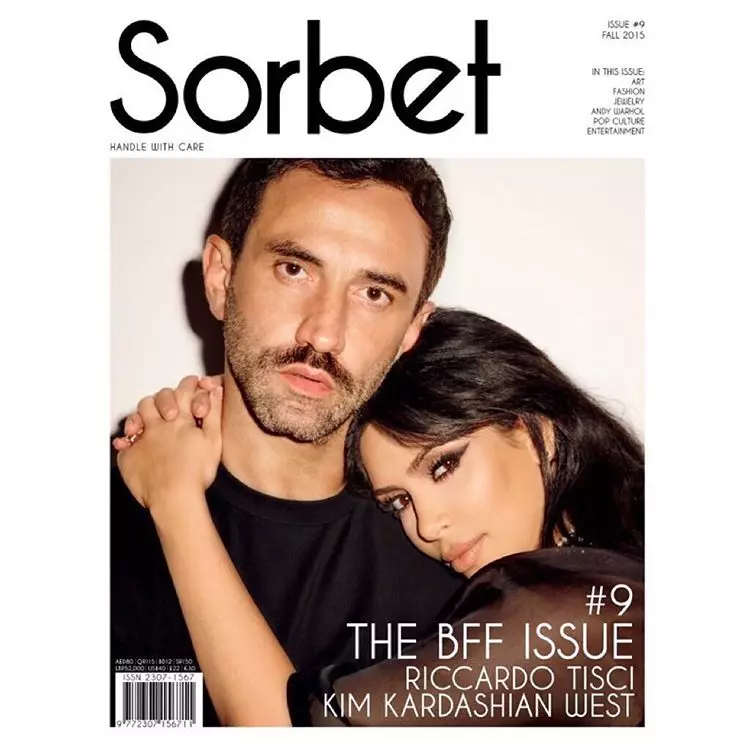 Riccardo Tisci en Kim Kardashian op die herfs 2015-voorblad van Sorbet Magazine