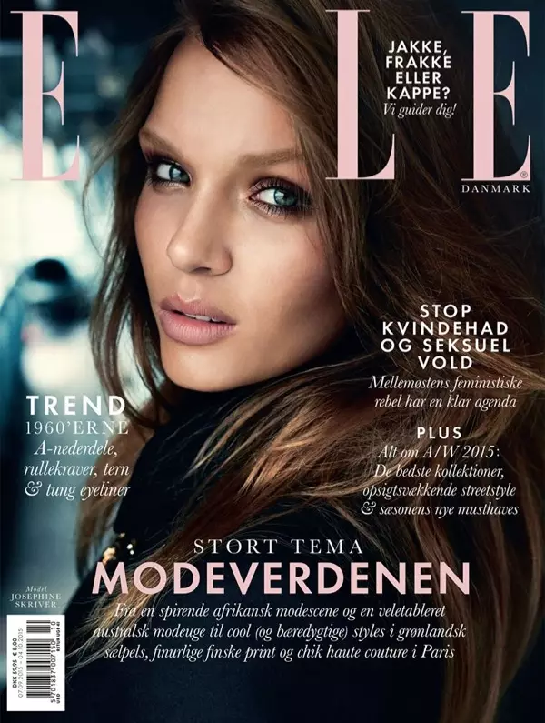 Џозефин Скривер на насловната страница на ELLE Данска октомври 2015 година