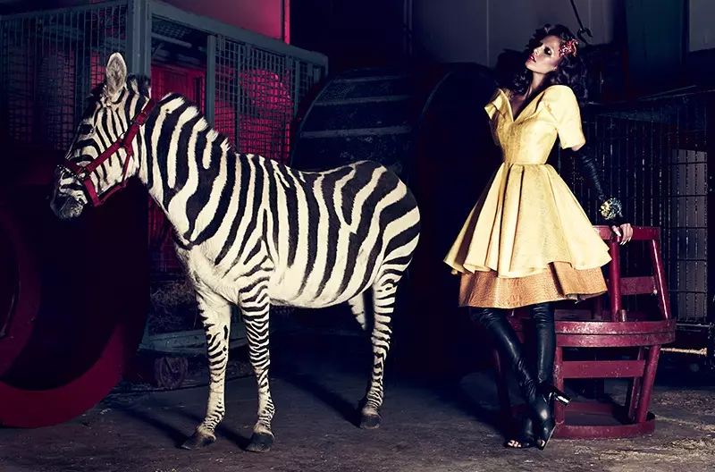 Kim Cloutier únese ao circo para a revista Dress to Kill de Chris Nicholls