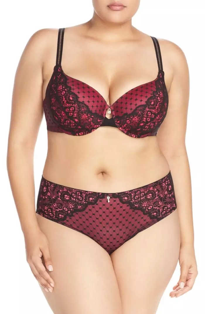 Ashley Graham x Addition Elle Lace Mesh Sutien și slip