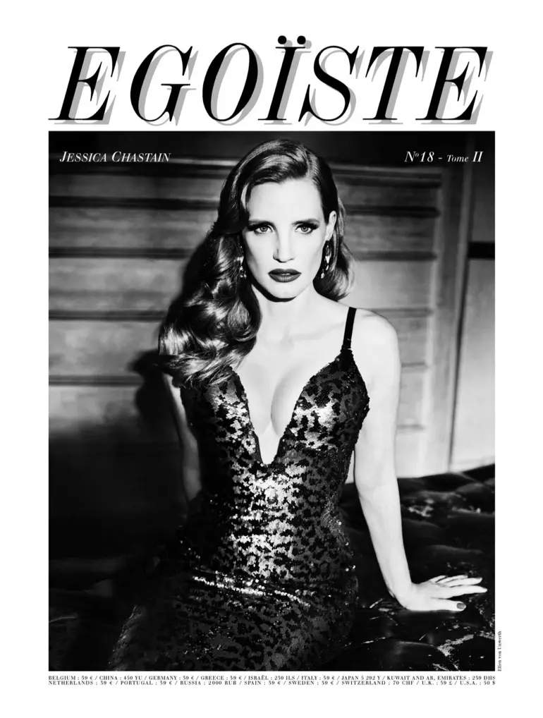 Jessica Chastain na obálce č. 18 časopisu Egoiste