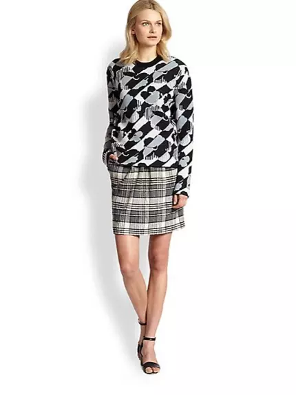 Saib los ntawm Chloe Pleat-Front Plaid Pencil Skirt muaj nyob ntawm Shopbop rau $235.00