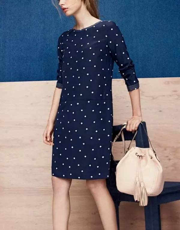 J.Crew Silk Shift-kjole for kvinner i polka-prikker og dusk-slips bøtteveske i glatt skinn