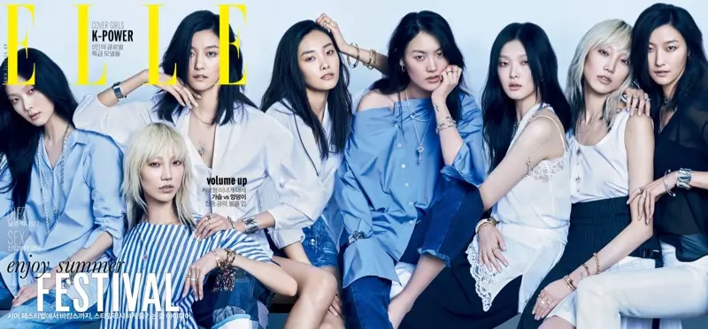 Soo Joo Park, Ji Hye Park, Hye Sung Lee, Sunghee Kim thiab Kwak Ji Young ntawm ELLE Korea Lub Rau Hli 2016 Cover