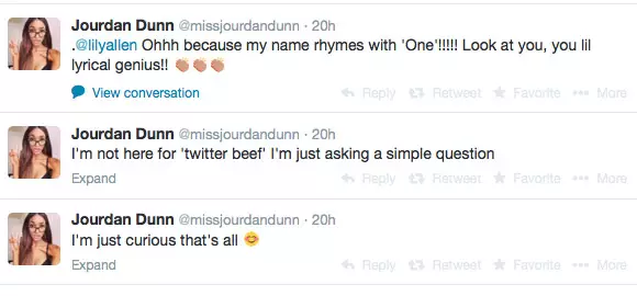 Dunn's tweets rau Lily Allen