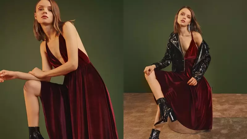 Reformation Coppola Dress in Garnet