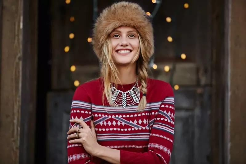 Mirovên Azad Çiyayê Peak Faux Fur Headband, Free People Hot Cocoa Patterned Dress