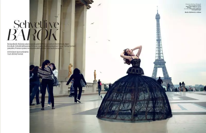 Laetitia Casta ෂෝන් සහ සෙන්ග් විසින් Vogue Turkey සඳහා Dolce & Gabbana පැළඳ සිටී