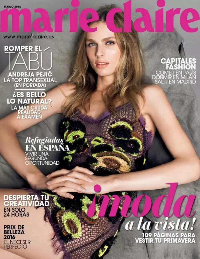 ანდრეა პეჯიჩი აშუქებს Marie Claire Spain-ს, რომელიც დასახელდა "წლის მოდელად"