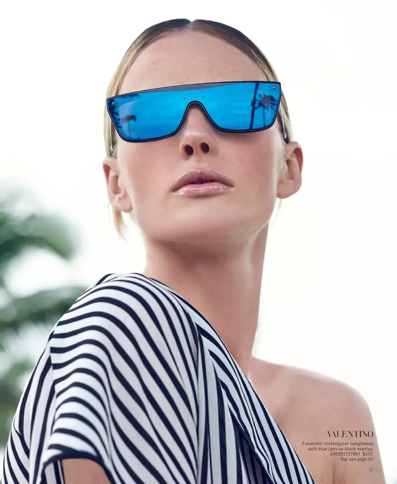 វ៉ែនតា Valentino Glamgloss Mirrored Flat-Top Sunglasses