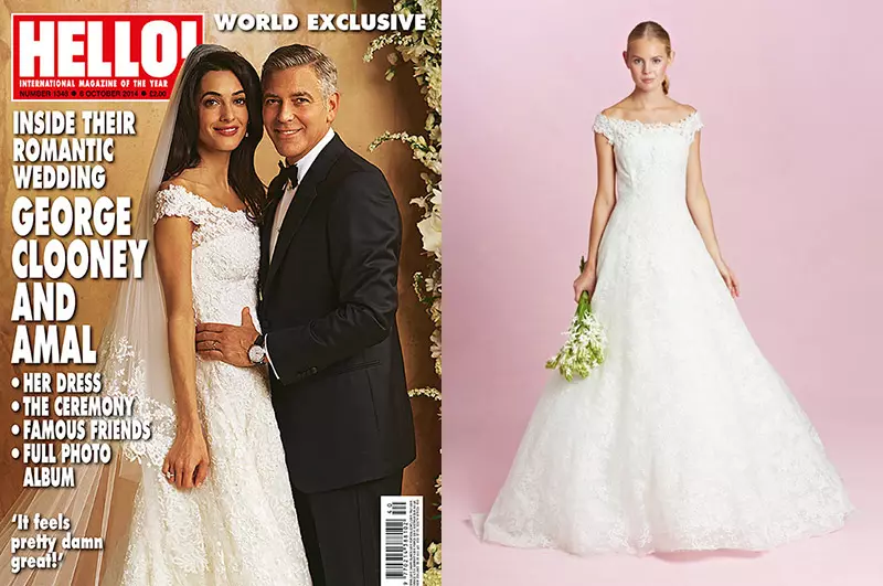 Oscar de la Renta Caij nplooj zeeg 2015 Bridal Collection Amal Alamuddin Inspired Gown