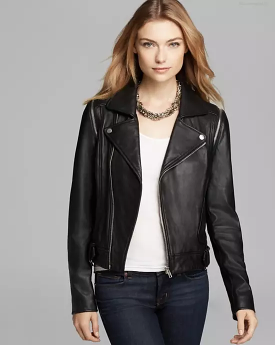 AQUA Moto Leather Jacket miaraka amin'ny Zip Off Sleeve azo alaina ao amin'ny Bloomingdale amin'ny $378.00