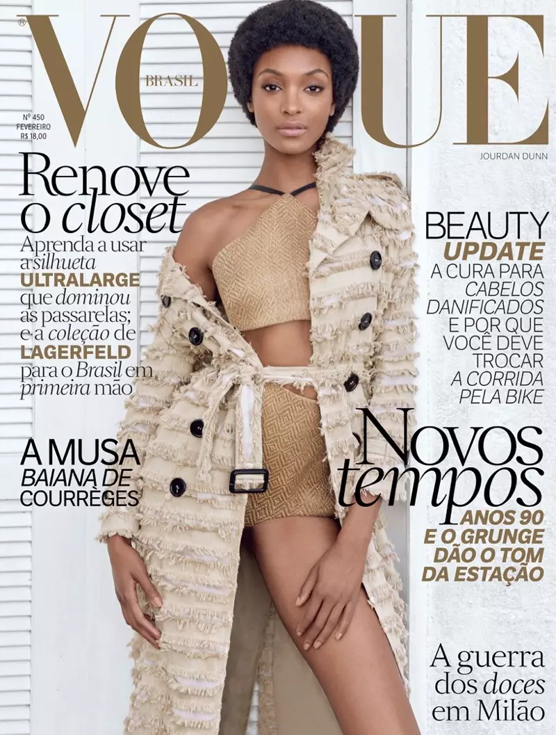 De Jourdan Dunn huet en Afro op dem Vogue Brasilien säi Februar Cover