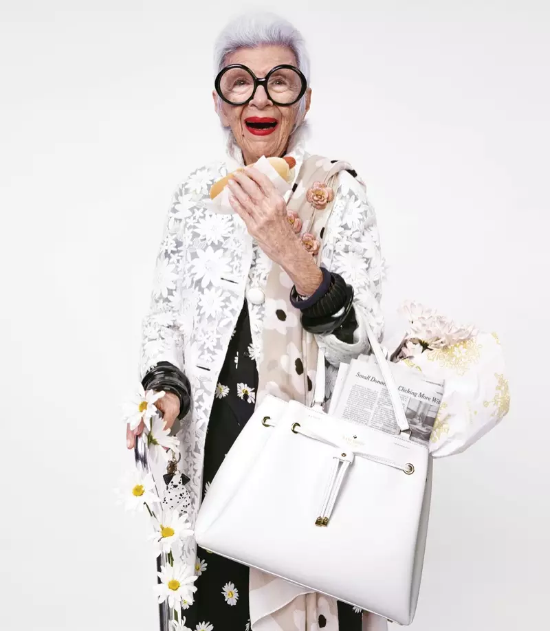 Iris Apfel dia kintana amin'ny fampielezan-kevitr'i Kate Spade amin'ny lohataona-fahavaratra 2016