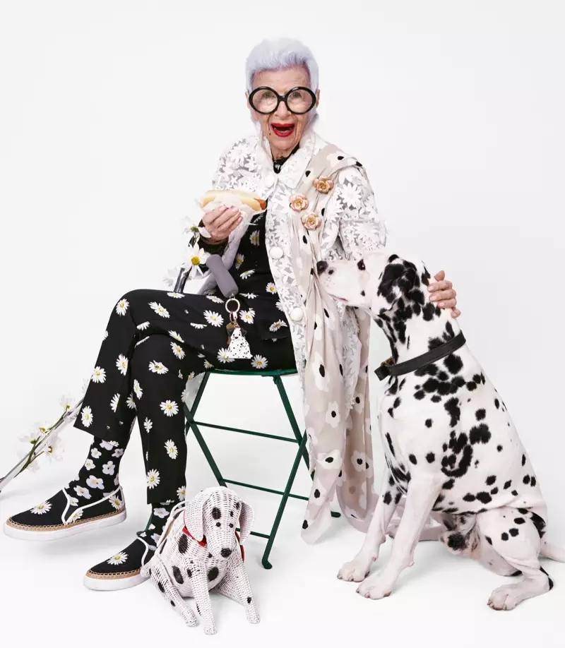 Mae Iris Apfel yn serennu yn ymgyrch gwanwyn-haf 2016 Kate Spade