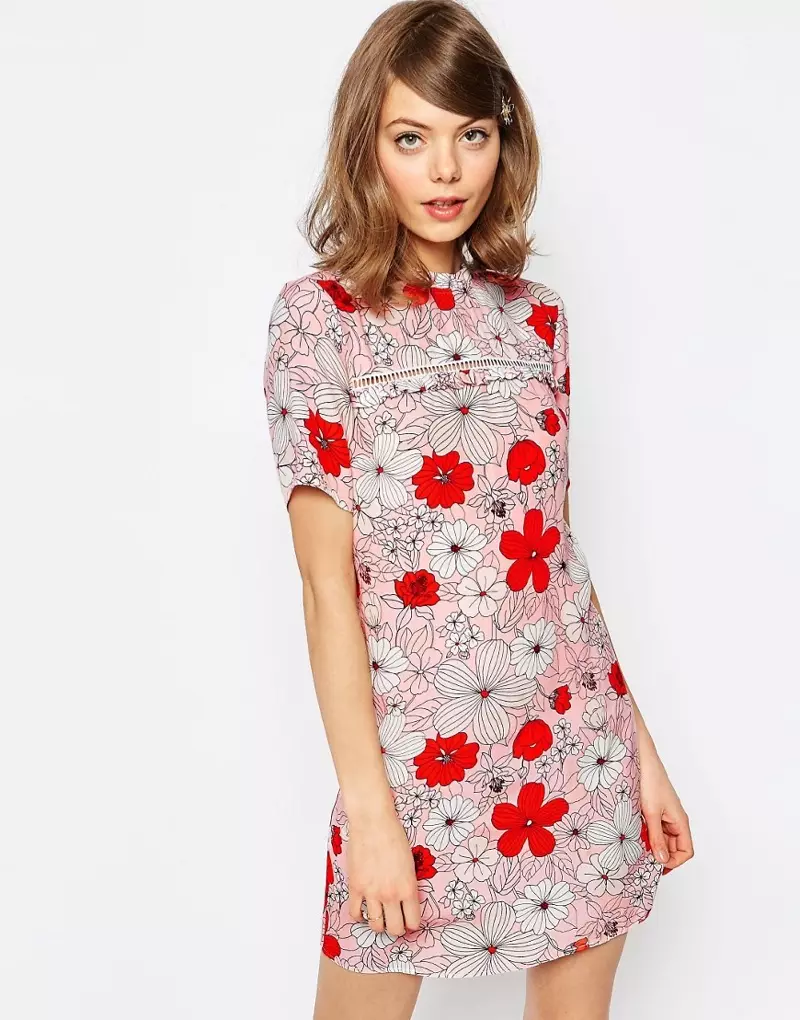 ASOS Shift Dress with Floral Poppy Print