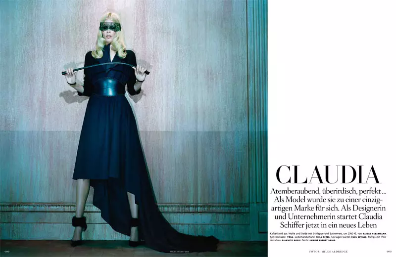 Claudia Schiffer de Miles Aldridge por Vogue Germany aŭgusto 2011