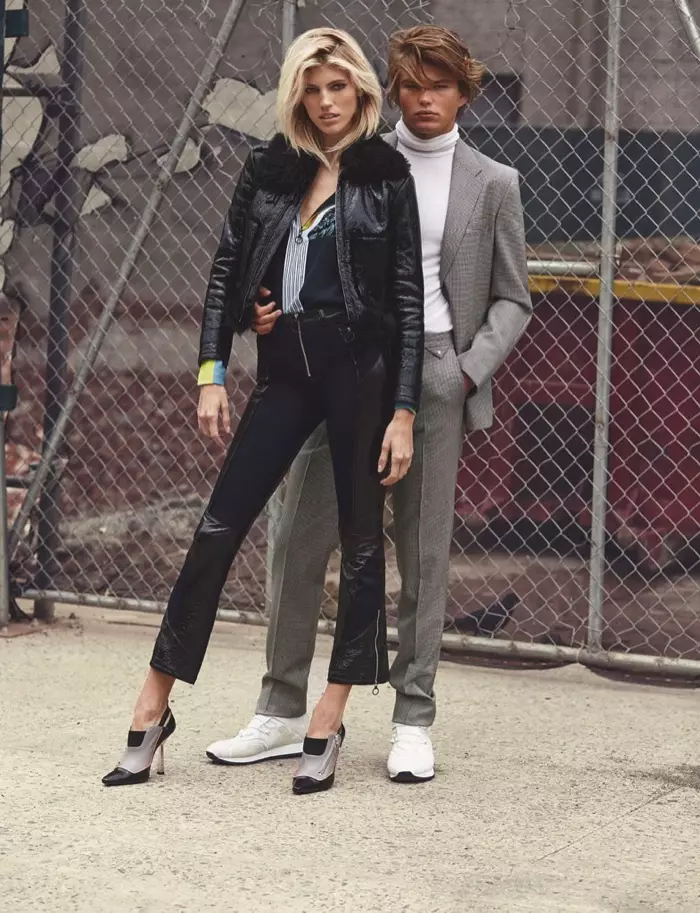 Devon Windsor serves some attitude in Versace jacket, top and pants