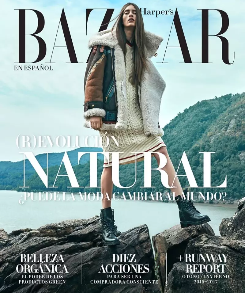 Marine Deleeuw sa Harper's Bazaar Mexico Agosto 2016 Cover