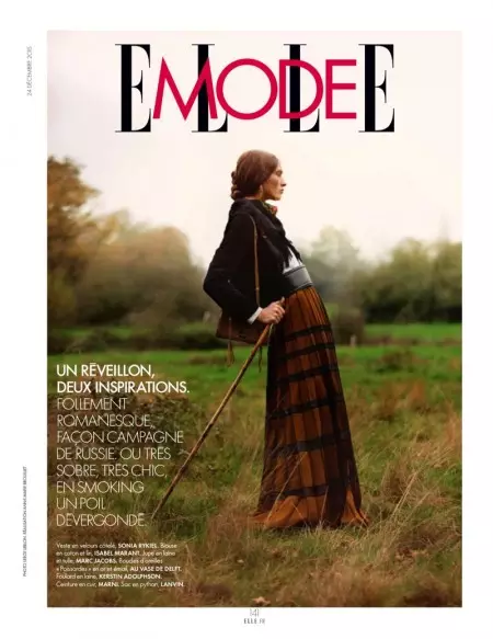 Un Moment Russe: Marine Deleeuw Models Folk Style mo ELLE Farani