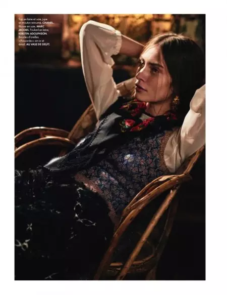 Un Moment Russe: Marine Deleeuw Models Folk Style fyrir ELLE France