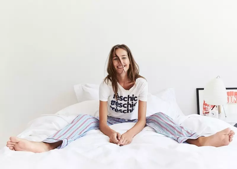 J. Crew Tres Elegant pyjamassett med T-skjorte og Candy Stripe