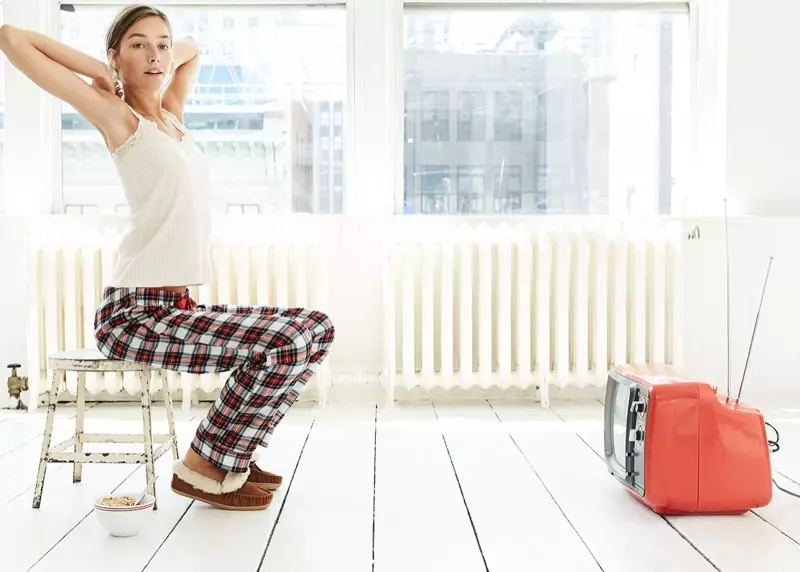 J. Crew Bizzilla Trim Tank Top, Flannel Pyjama Pant fi Plaid Festivi u Moccasins Lodge