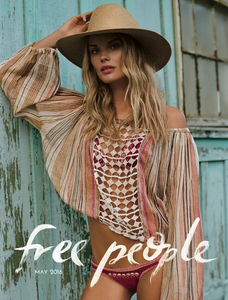 FP One Summer Lace Peasant Top, Free People Siesta Straw Sun Hat, Adandipanga Mihira Cheeky Bikini Bottoms