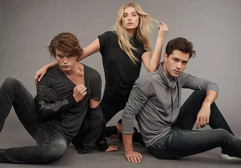 Elsa Hosk wordt vergezeld door modellen Jordan Barrett en Francisco Lachowski voor Mavi's herfst-winter 2016 Indigo Move denimcampagne.