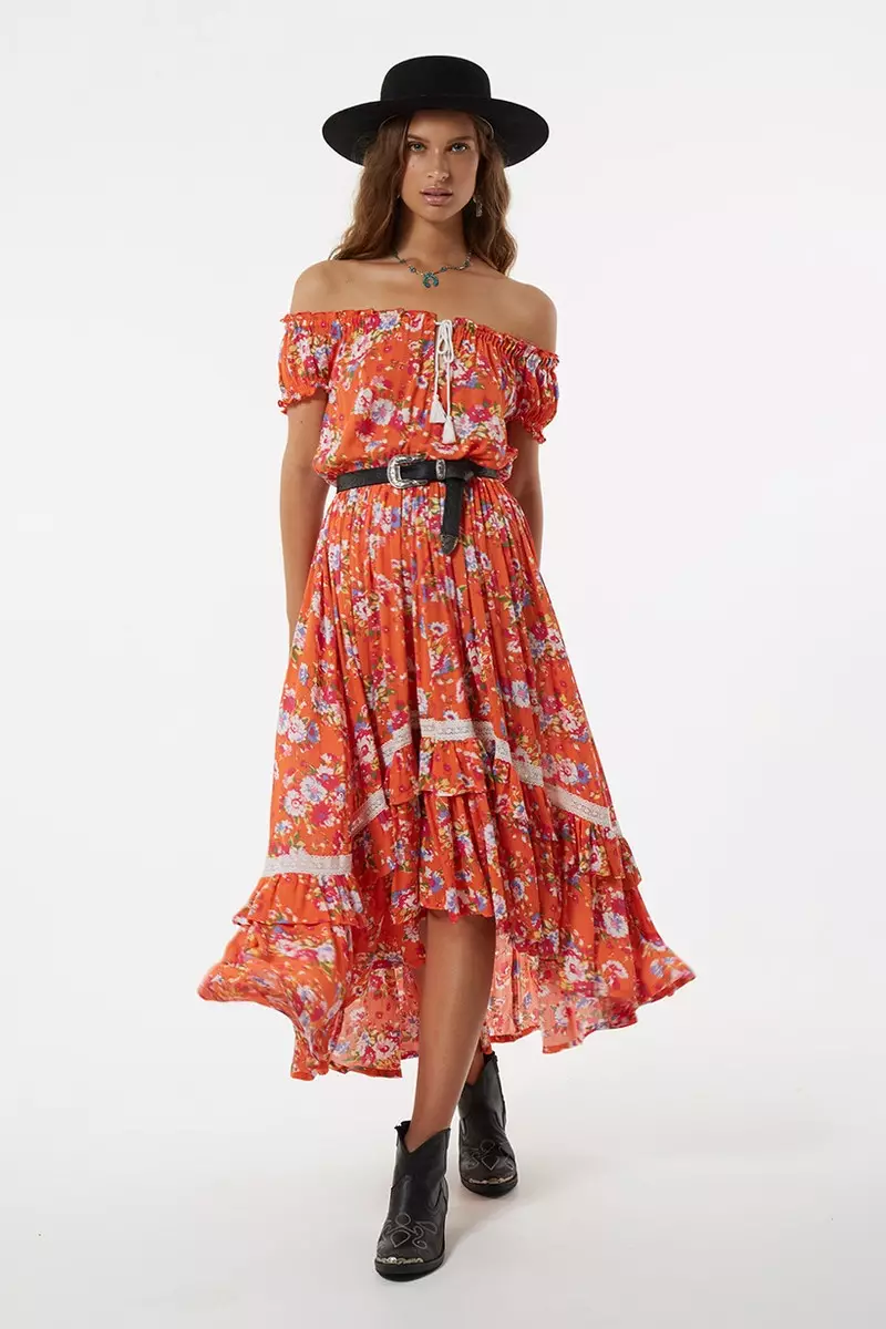 Spell Revolver Off-the-Shoulder Kerchief Dress