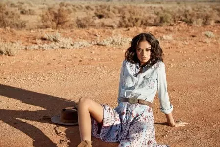 Shanina Shaik modelleert westerse looks voor Spell's herfstcollectie 2016