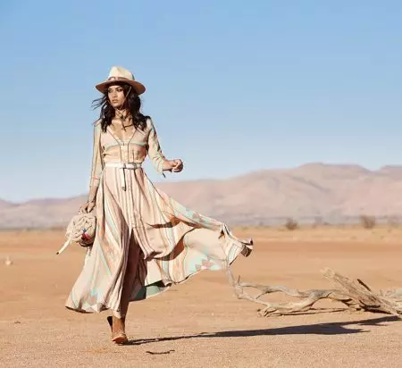 Shanina Shaik modelleert westerse looks voor Spell's herfstcollectie 2016