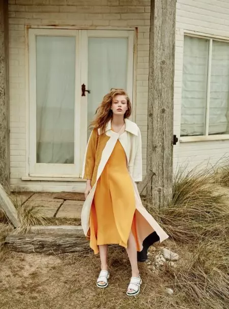 Hollie-May Saker modelliert die Pre-Fall-Kollektionen für Harper's Bazaar UK