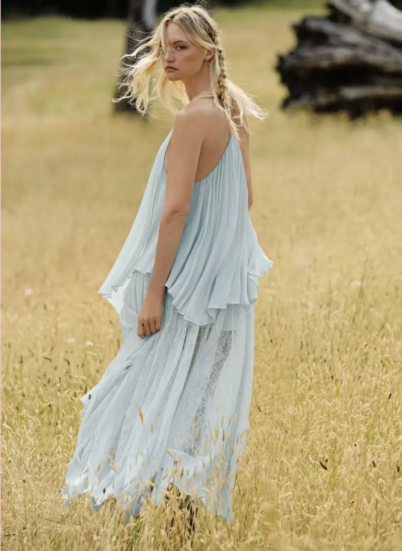 Gemma Ward טראָגן Free People Lark מאַקסי קלייד