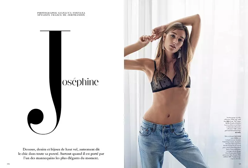 Josephine le Tutour Models යට ඇඳුම් එයාර් ප්‍රංශයේ මැඩම් දෙස බලයි