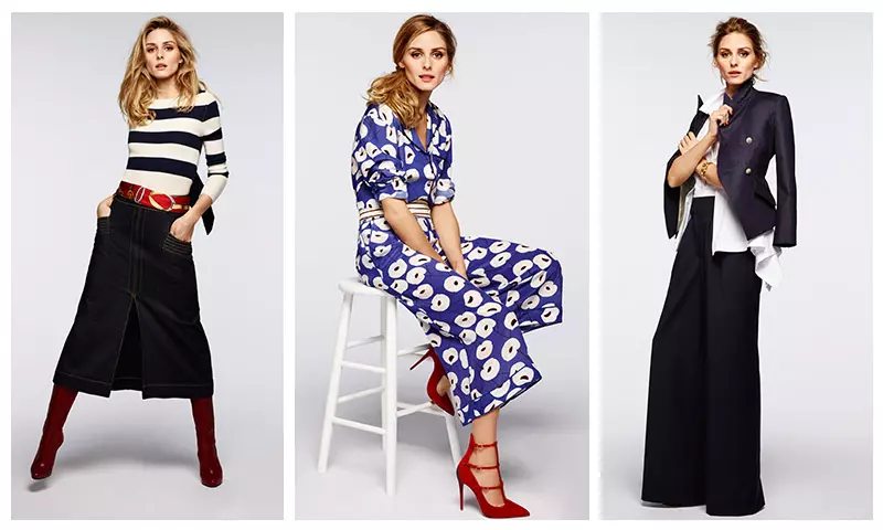 Olivia Palermo posa con looks de la colaboración de ropa Olivia Palermo + Chelsea28 disponible en Nordstrom.