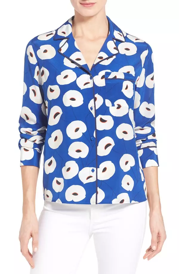 Olivia Palermo + Chelsea28 Silk Floral Print Shirt