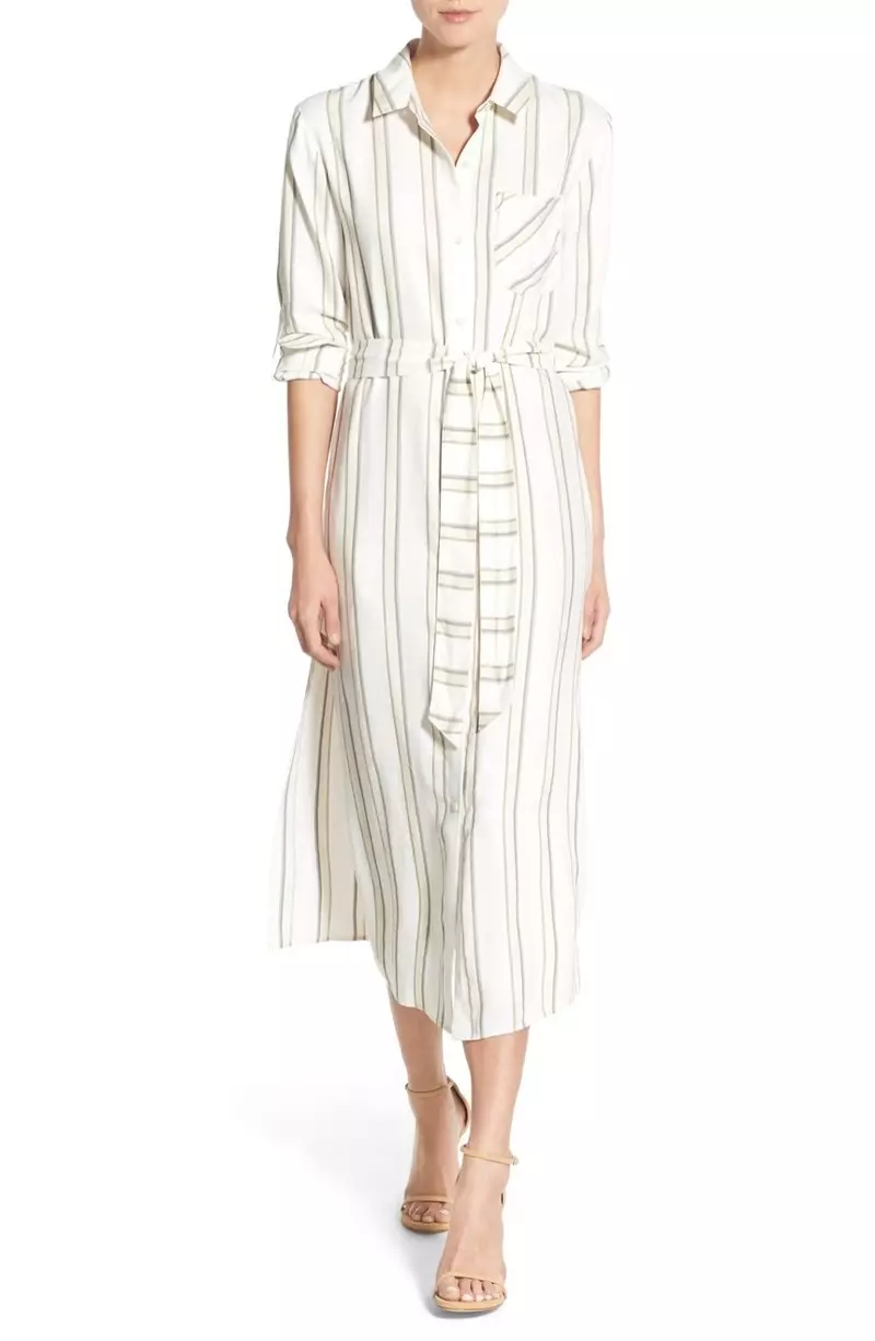 Olivia Palermo Chelsea28 Stripe Midi Ĉemizrobo