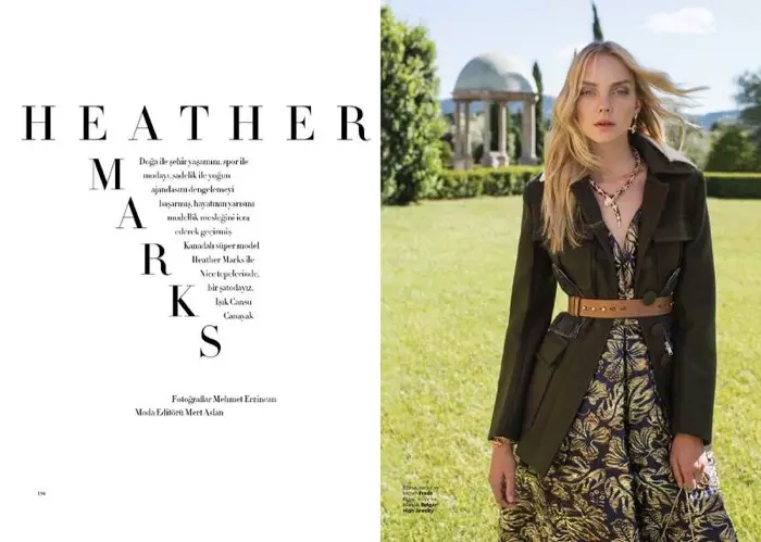 Model Heather Marks tampil kanthi tampilan elegan kanggo editorial fashion