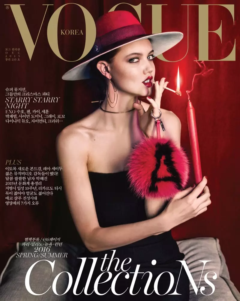 Lindsey Wixson på Vogue Korea december 2015 omslag