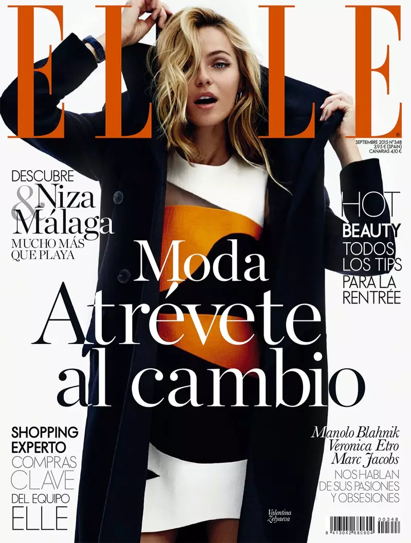 Valentina Zelyaeva kwenye jalada la ELLE Uhispania Septemba 2015