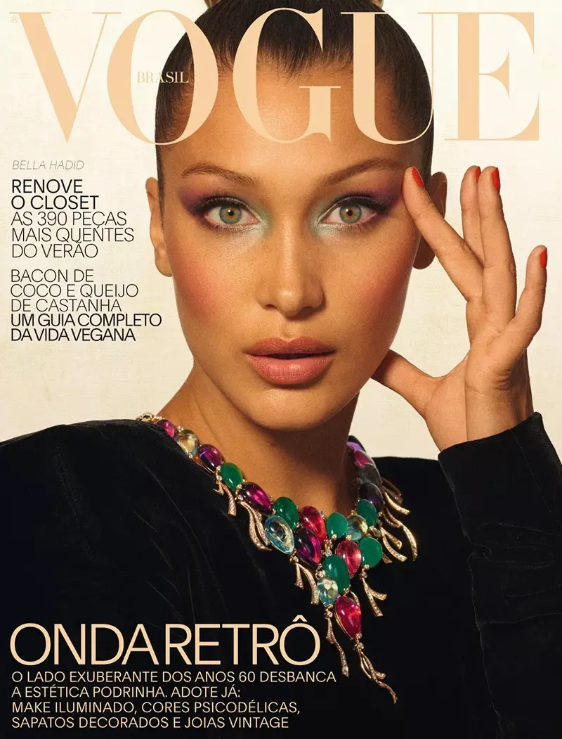 Bella Hadid zendt 90's Vibes uit voor Vogue Brazil Cover Shoot