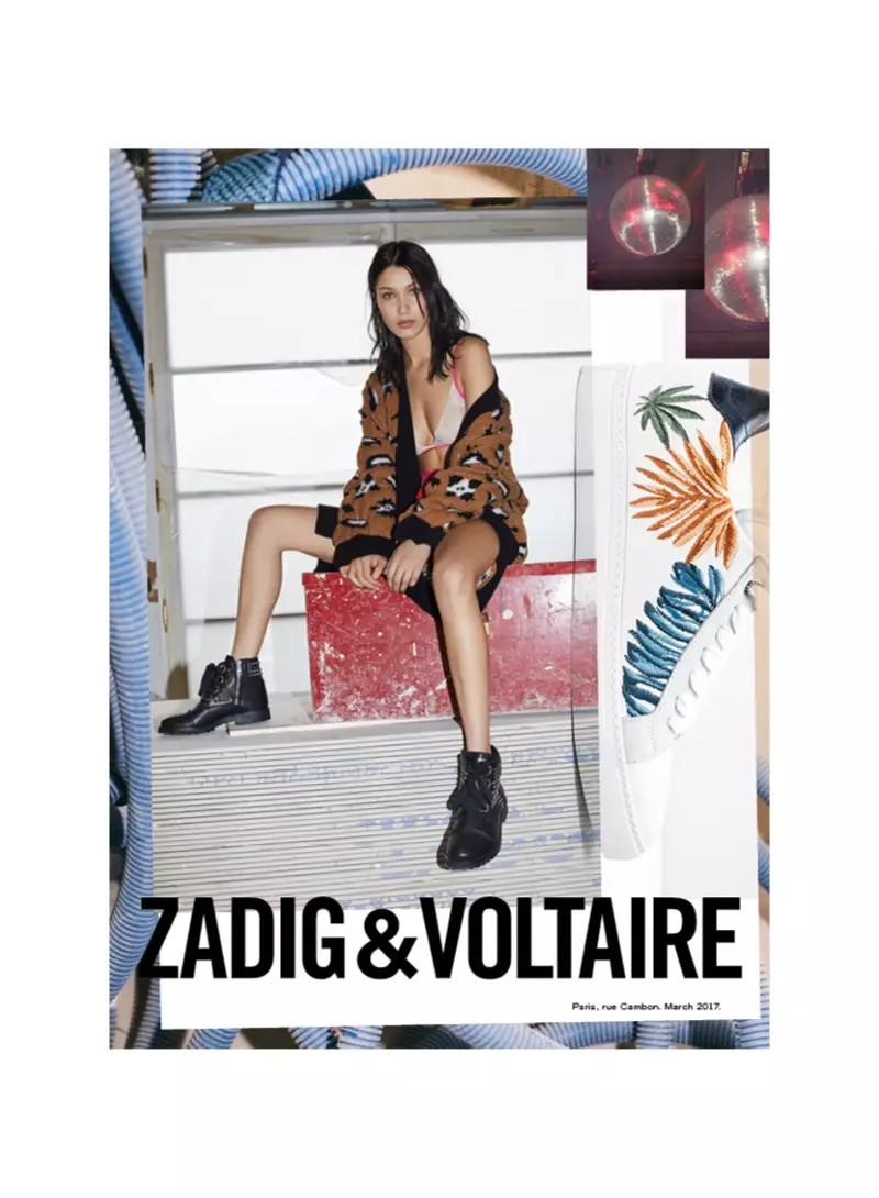 Zadig & Voltaireના પાનખર-શિયાળા 2017ના અભિયાનમાં બેલા હદીદ અભિનય કરે છે