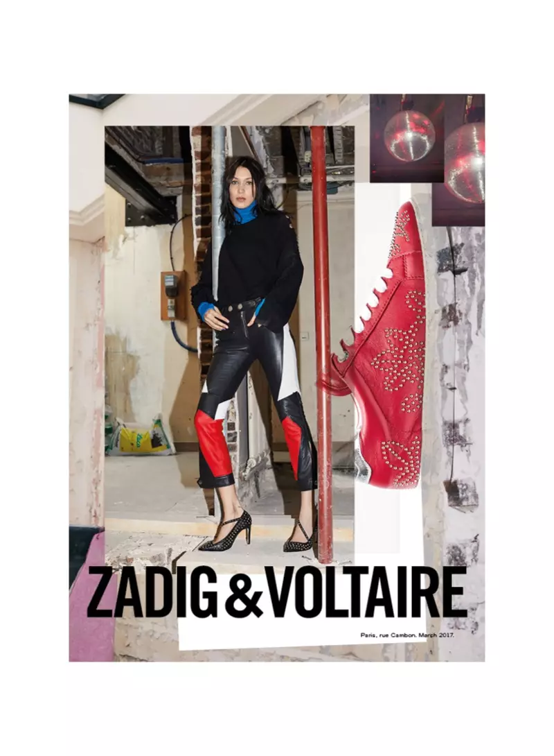 Modelka Bella Hadid nosí kožu v kampani Zadig & Voltaire jeseň-zima 2017